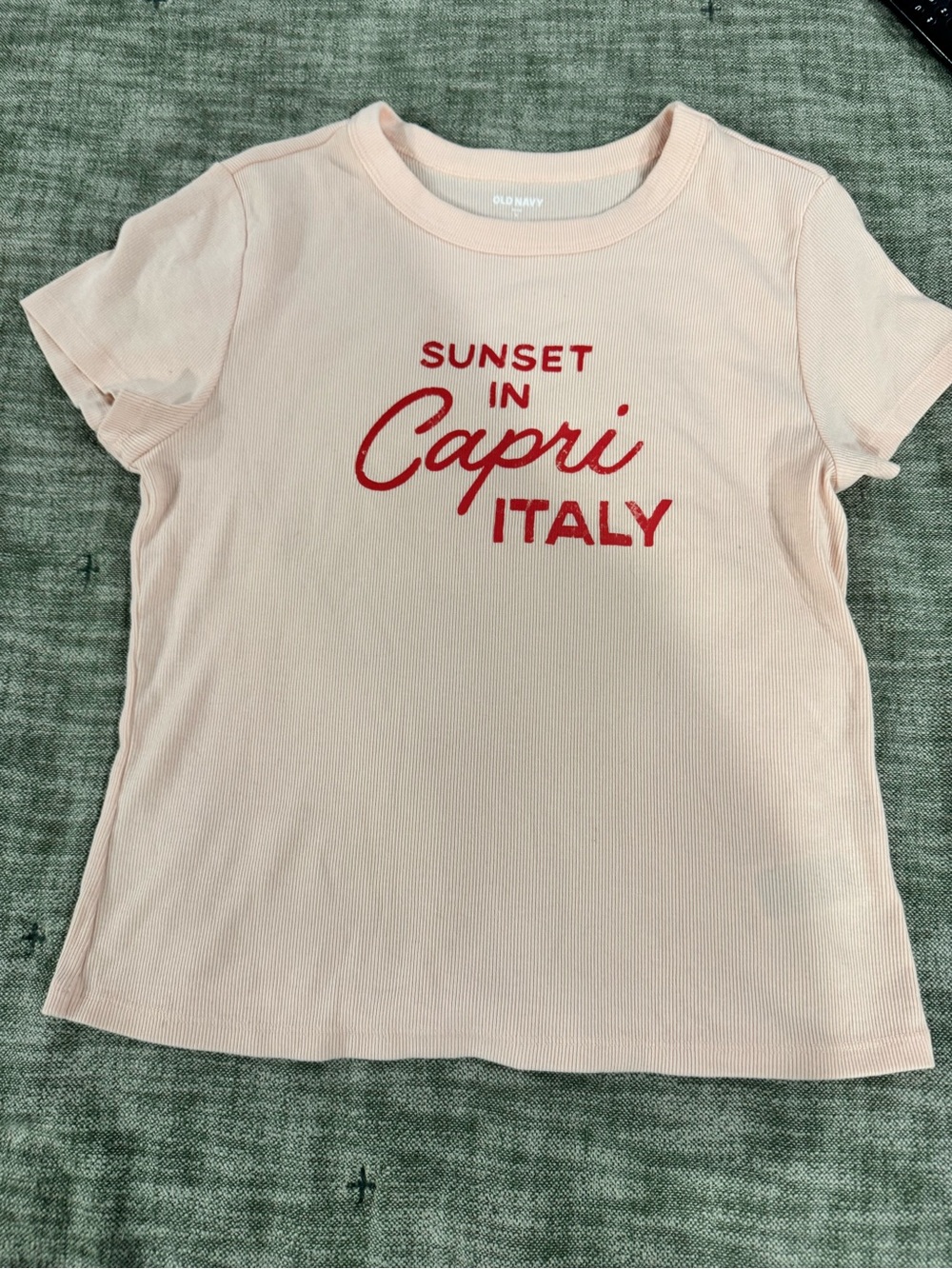 Old Navy Pink Short-Sleeve 'Sunset in Capri Italy' Graphic Tee